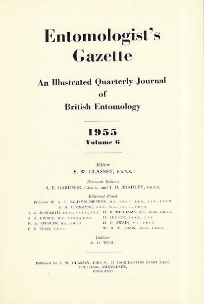  - Entomologist's Gazette. Vol. 6 (1955), Title page
