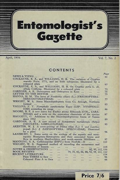  - Entomologist's Gazette. Vol. 7, Part 2 (1956)