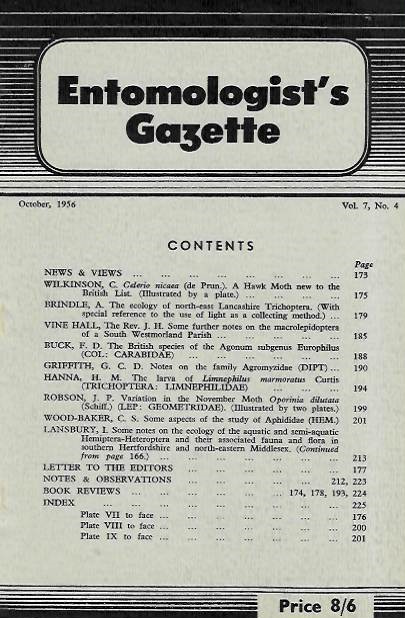  - Entomologist's Gazette. Vol. 7, Part 4 (1956)