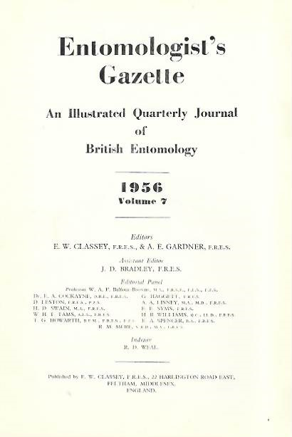  - Entomologist's Gazette. Vol. 7 (1956), Title page