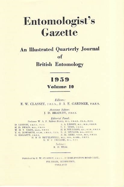  - Entomologist's Gazette. Vol. 10 (1959), Title page