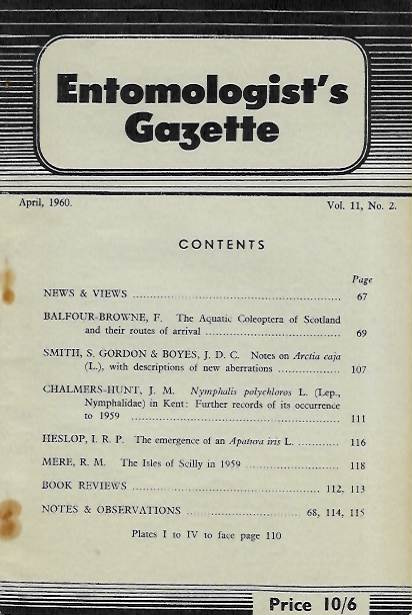  - Entomologist's Gazette. Vol. 11, Part 2 (1960)