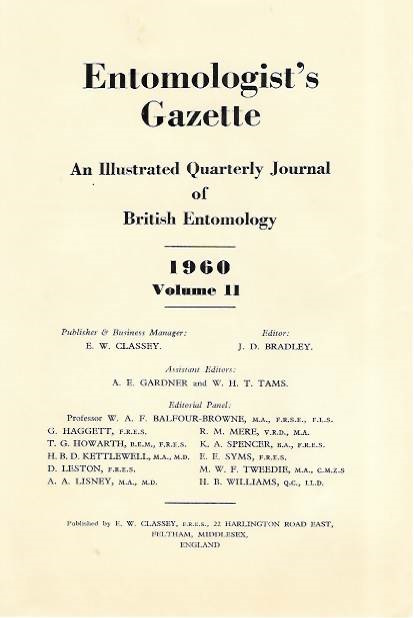  - Entomologist's Gazette. Vol. 11 (1960), Title page