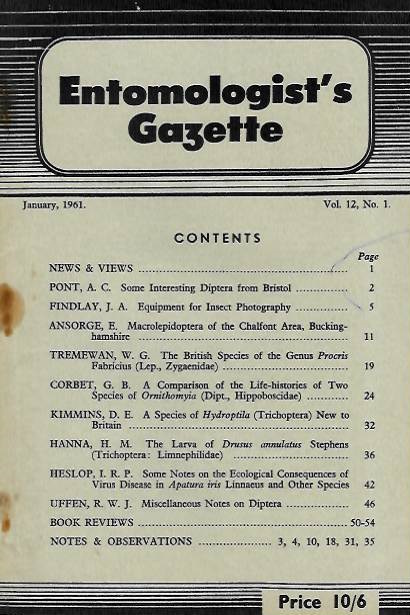 - Entomologist's Gazette. Vol. 12, Part 1 (1961)