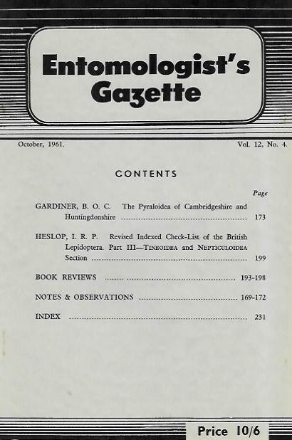  - Entomologist's Gazette. Vol. 12, Part 4 (1961)