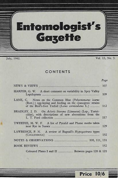  - Entomologist's Gazette. Vol. 13, Part 3 (1962)