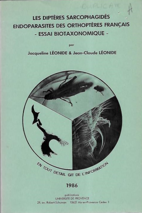 Lonide, J.; Lonide, J.-C. - Les Diptres Sarcophagids Endoparasites des Orthoptres Franais Essai Biotaxonomique