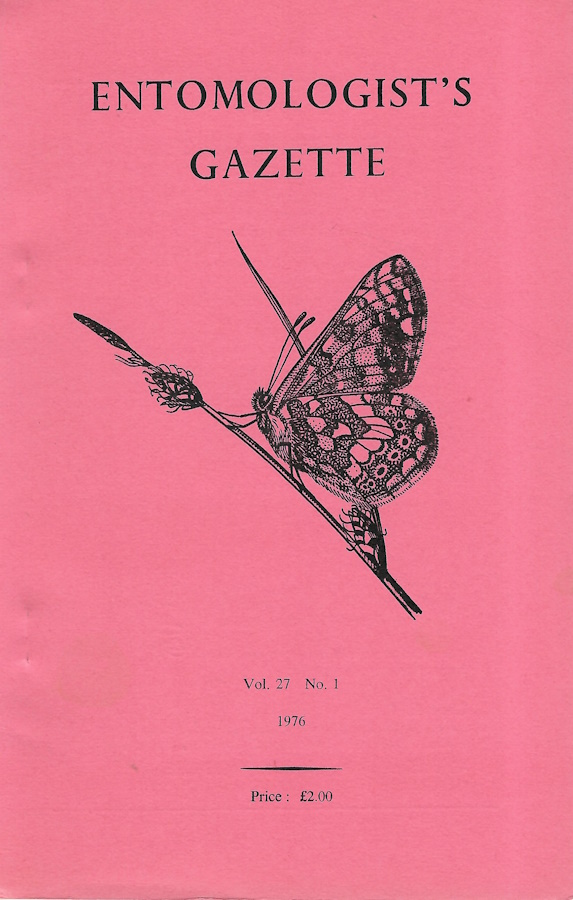  - Entomologist's Gazette. Vol. 27, Part 1 (1976)