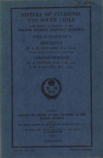 Edwards, F.W.; Ingram, A.; Macfie, J.W.S. - Diptera of Patagonia and South Chile. Pt II - Fasc. 4: Simuliidae, Ceratopogonidae