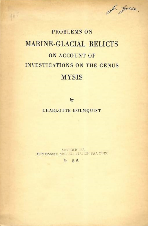 Holmquist, C. - Problems on Marine-Glacial Relicts on Account of Investigations on the Genus Mysis