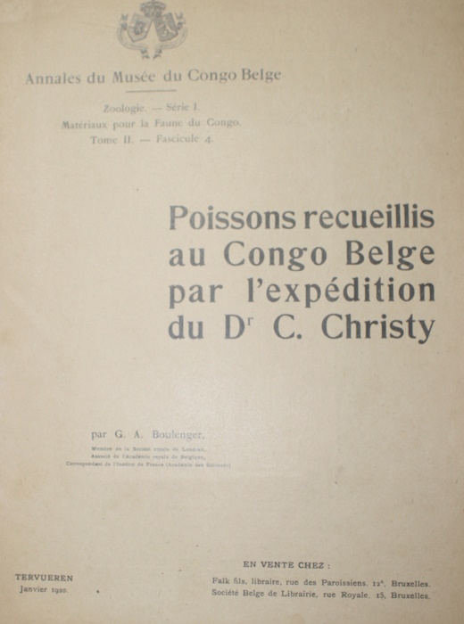 Boulenger, G.A. - Poissons recueillis au Congo Belge par l'expdition du Dr C. Christy