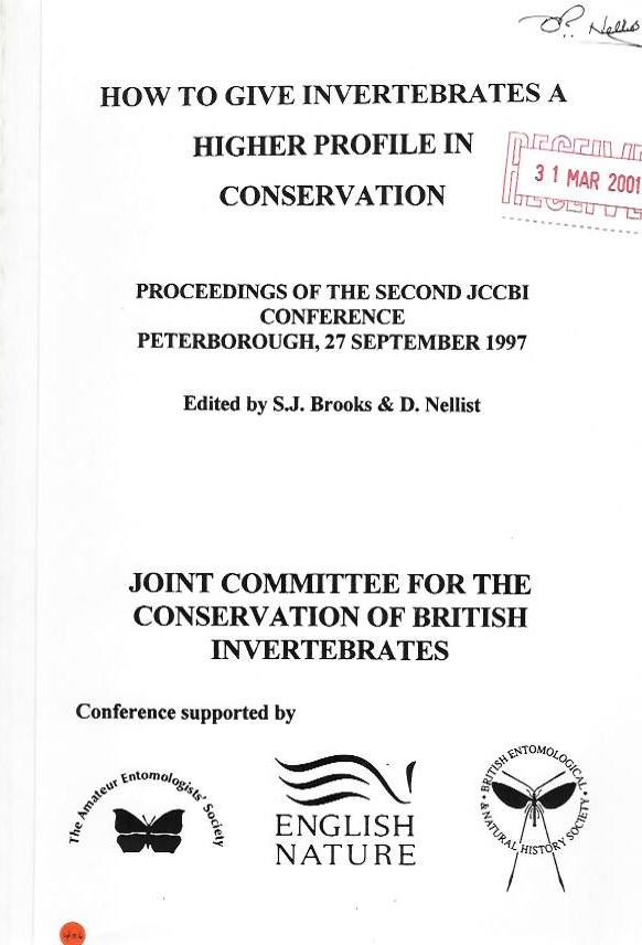 Brooks, S.J.; Nellist, D. (Eds) - How to Give Invertebrates a Higher Profile in Conservation
