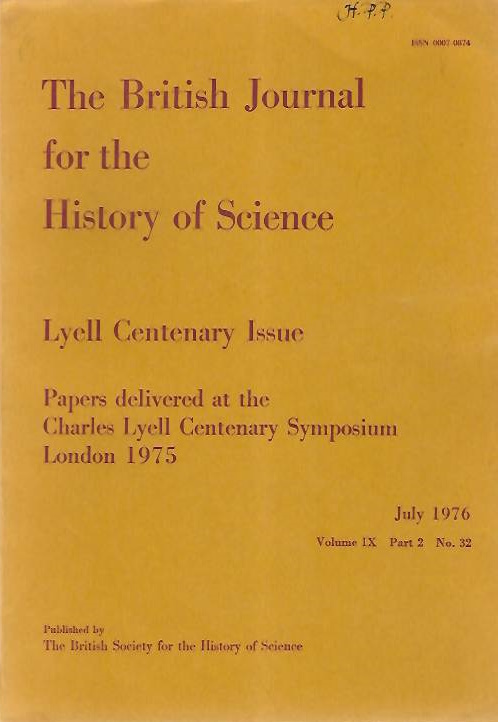  - Lyell Centenary Issue. Papers delivered at the Charles Lyell Centenary Symposium London 1975