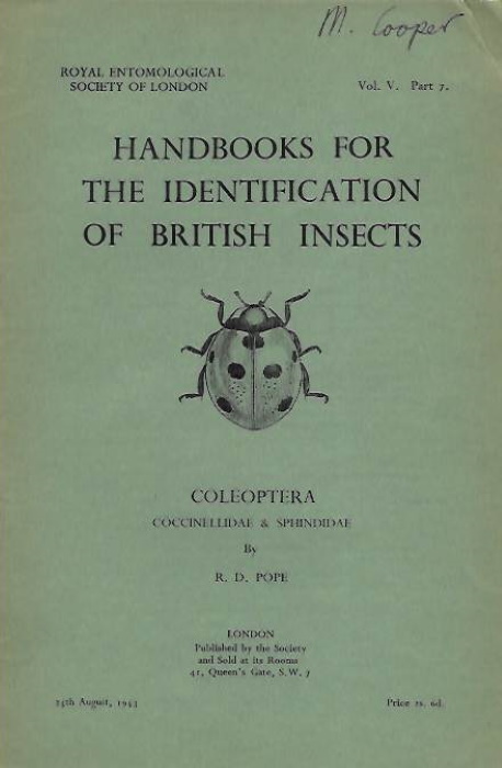 Pope, R.D. - Coleoptera Coccinellidae and Sphindidae (Handbooks for Identification of British Insects 5/7)