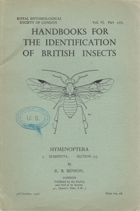 Benson, R.B. - Hymenoptera (Symphyta). Section (c) (Handbooks for the Identification of British Insects 6/2c)