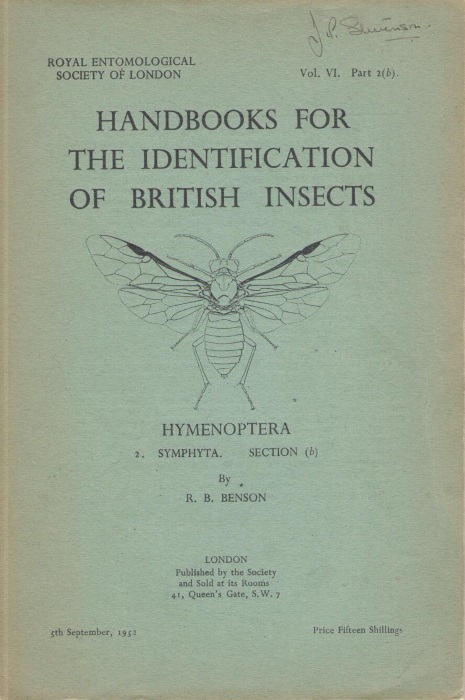Benson, R.B. - Hymenoptera (Symphyta). Section (b) (Handbooks for the Identification of British Insects 6/2b)
