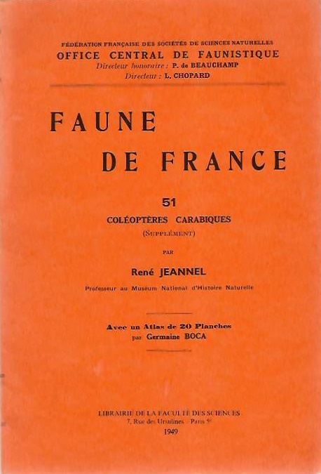 Jeannel, R. - Coleopteres Carabiques (Supplment) (Faune de France 51)