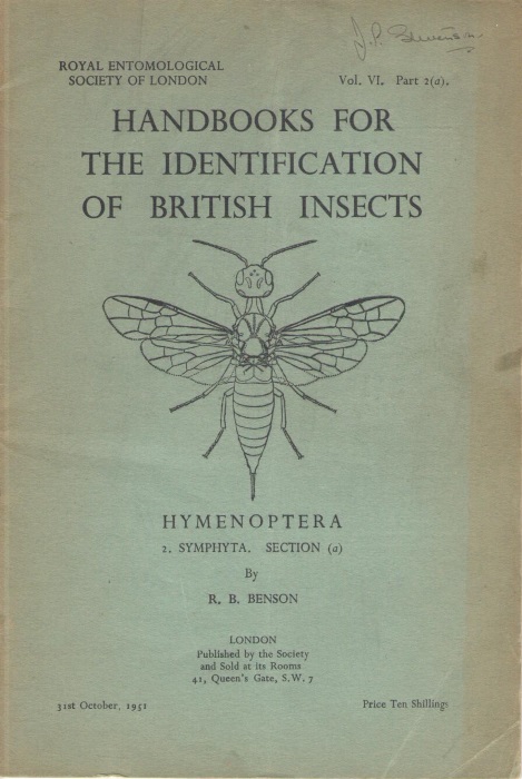 Benson, R.B. - Hymenoptera (Symphyta). Section (a) (Handbooks for the Identification of British Insects 6/2a)