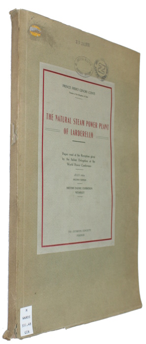 Ginori Conti, Piero - The Natural Steam Power Plant of Larderello