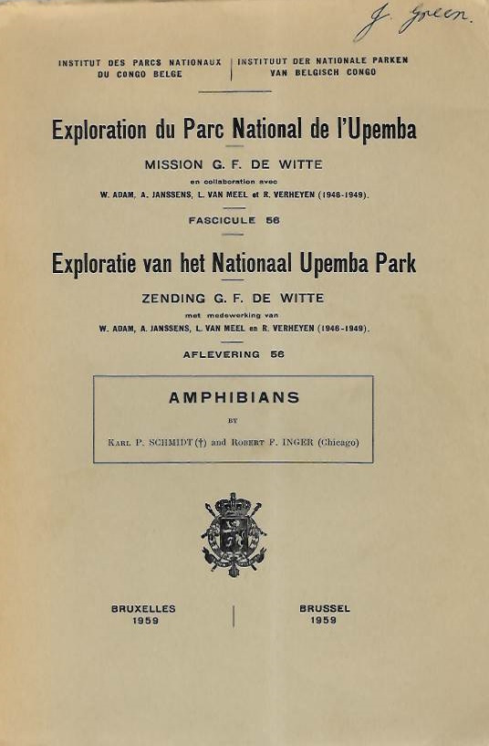 Schmidt, K.P.; Inger, R.F. - Amphibians (Exploration du Parc National de l'Upemba 56)
