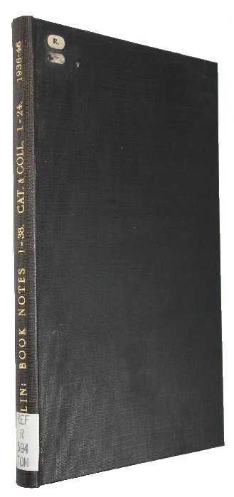 Tomlin, J.R. Le B. - Book Notes [and] Catalogues and Collections