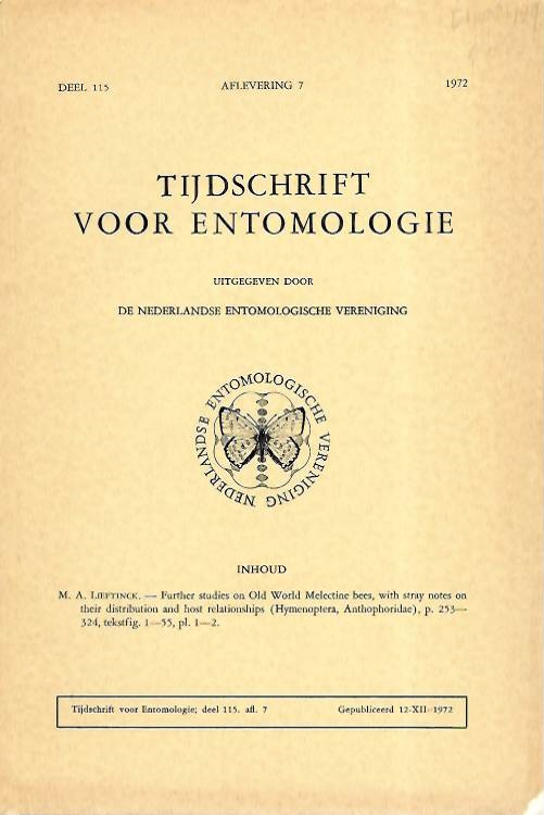 Lieftinck, M.A. - Further Studies on Old World Melectine bees, with stray notes on their distribution and host relationships (Hymenoptera, Anthophoridae)