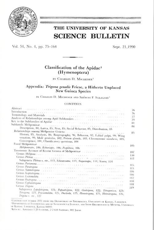 Michener, C.D. - Classification of the Apidae (Hymenoptera)