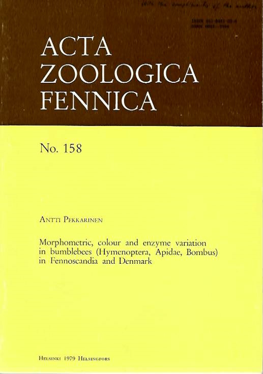 Pekkarinen, A. - Morphometric, colour and enzyme variation in bumblebees (Hymenoptera, Apidae, <i>Bombus</i>) in Fennoscandia and Denmark