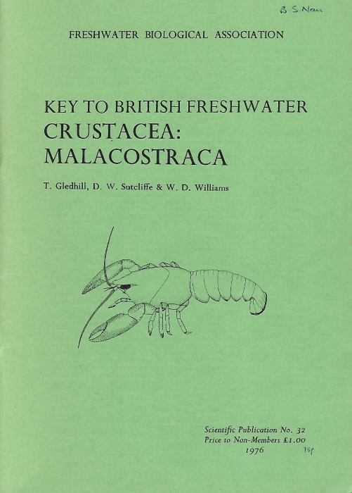 Gledhill, T.; Sutcliffe, D.W.; Williams, W.D. - A Key to the British Species of Crustacea: Malacostraca occurring in Freshwater: with notes on their Ecology and Distribution