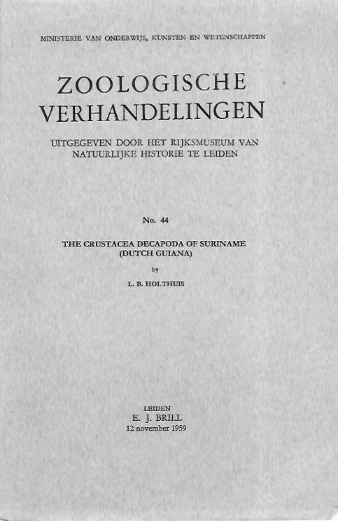 Holthuis, L.B. - The Crustacea Decapoda of Suriname (Dutch Guiana)