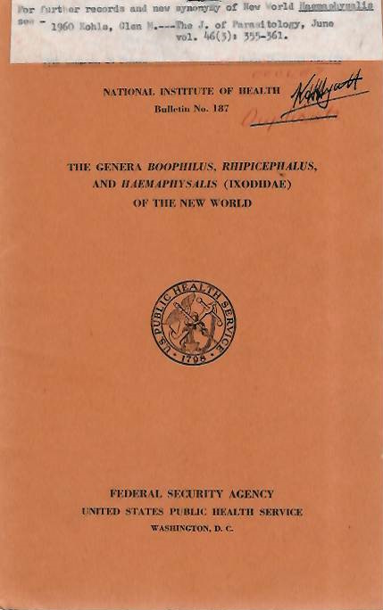 Cooley, R.A. - The Genera <i>Boophilus</i>, <i>Rhicephalus</i>, and <i>Haemaphysalis</i> (Ixodidae) of the New World