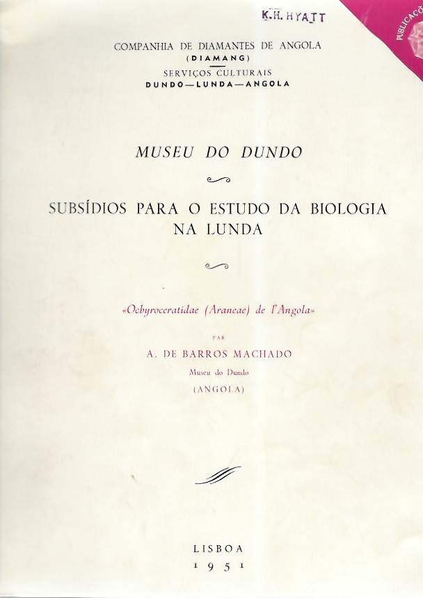 De Barros Machando, A. - <i>Ochyroceratidae</i> (Araneae) de l'Angola