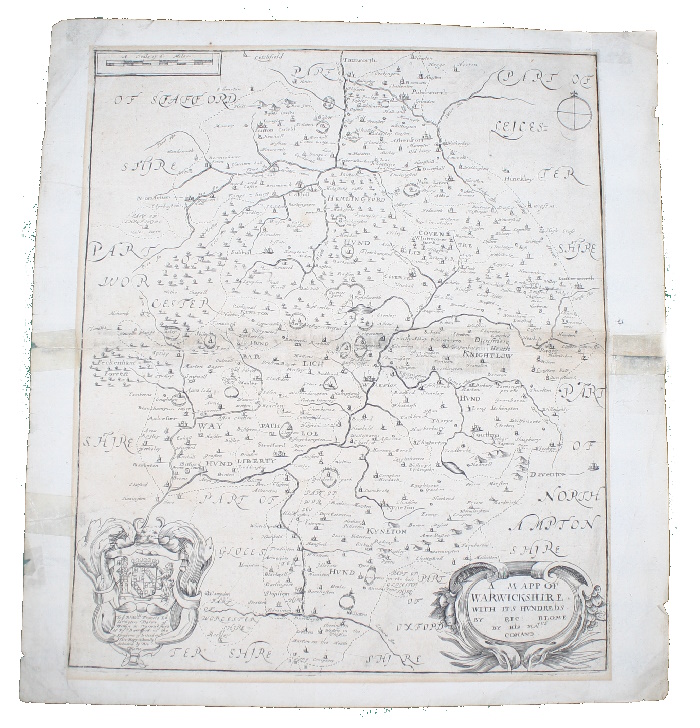 Blome, Richard - A Mapp of Warwickshire with its Hundreds