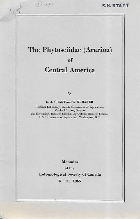 Chant, D.A.; Baker, E.W. - The Phytoseiidae (Acarina) of Central America