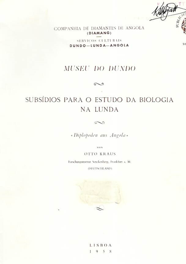 Kraus, O. - Diplopoden aus Angola