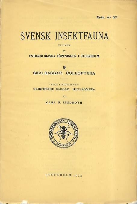 Lindroth, C.H. - Svensk Insektfauna 9: Skalbaggar, Coleoptera: Heteromera (Olikfotade Baggar)