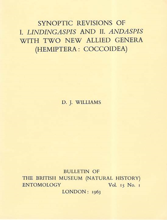 Williams, D.J. - Synoptic revisions of I. <i>Lindingaspis</i> and II. <i>Andaspis</i> with two new allied genera (Hemiptera: Coccoidea)