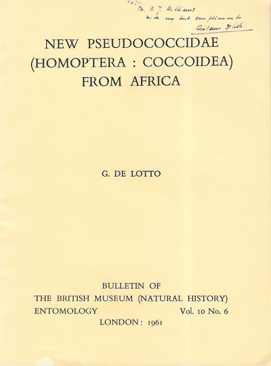 De Lotto, G. - New Pseudococcidae (Homoptera: Coccoidea) from Africa