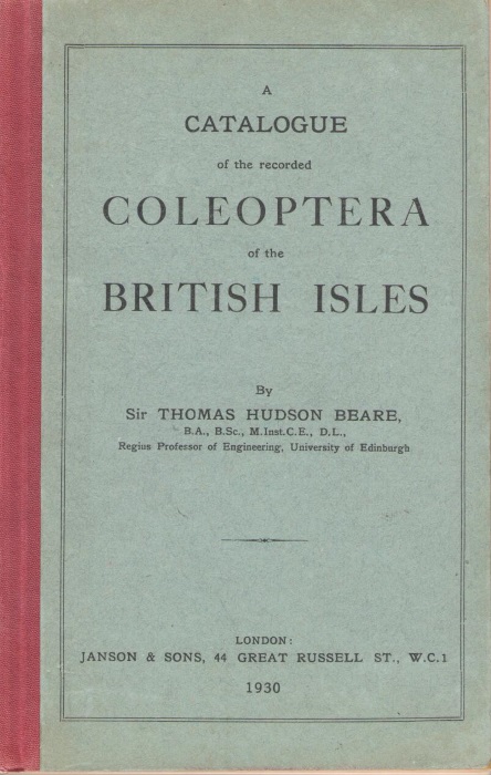 Beare, T.H. - A Catalogue of the recorded Coleoptera of the British Isles
