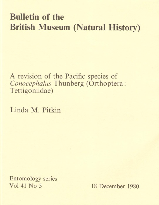 Pitkin, L.M. - A Revision of the Pacific species of Conocephalus Thunberg (Orthoptera: Tettigoniidae