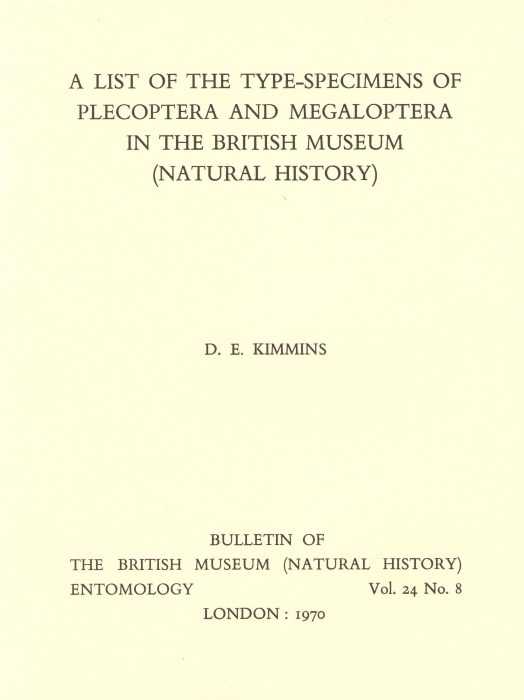 Kimmins, D.E. - A List of the Type-Specimens of Plecoptera and Megaloptera in the British Museum (Natural History)