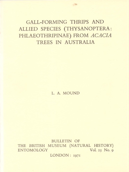 Mound, L.A. - Gall-forming Thrips and Allied Species (Thysanoptera: Phlaeothripinae) from Acacia Trees in Australia