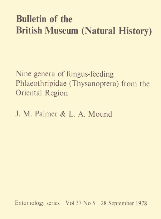 Palmer, J.M.; Mound, L.A. - Nine genera of  Fungus-feeding Phlaeothripidae (Thysanoptera) from the Oriental Region