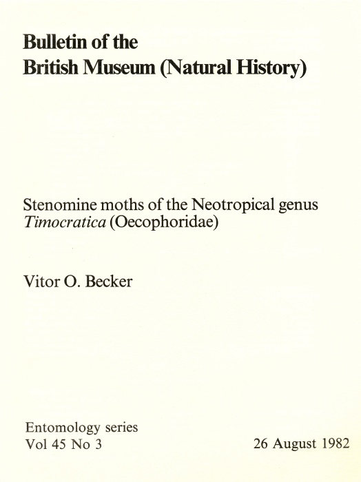 Becker, V.O. - Stenomine moths of the Neotropical genus Timocratica (Oecophoridae)