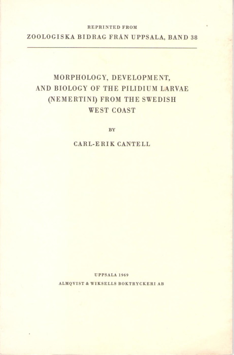 Cantell, C.-E. - Morphology, development, and biology of the Pilidium larvae (Nemertini) from the Swedish West Coast