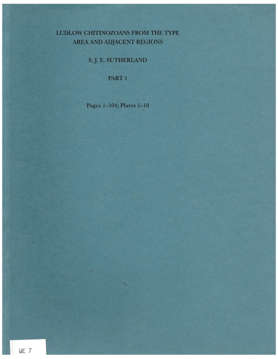 Sutherland, S.J.E. - Ludlow Chitinozoans fron the Type Area and Adjacent Regions. Part 1