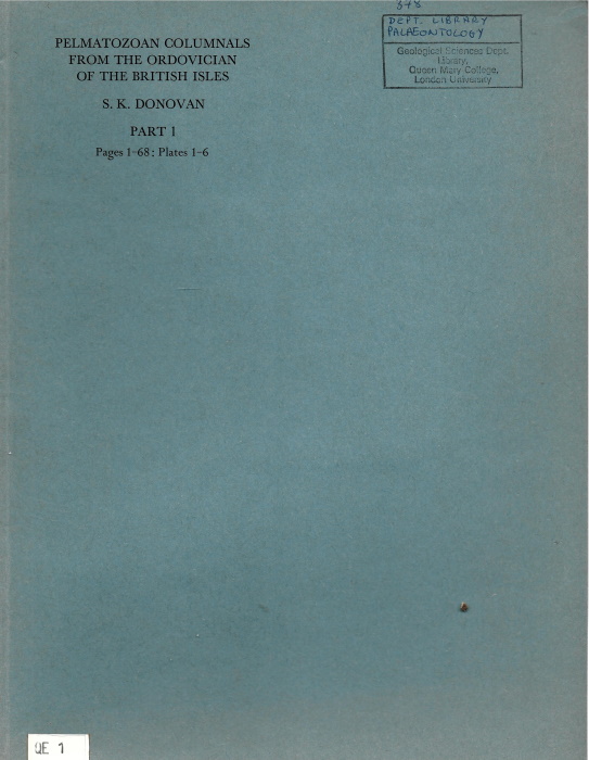Donovan, S.K. (Ed.) - Pelmatozoan Columnals from the Ordovician of the British Isles. Part 1