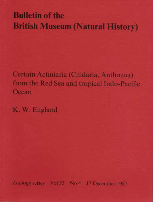 England, K.W. - Certain Actiniaria (Cnidaria, Anthozoa) from the Red Sea and tropical Indo-Pacific Ocean