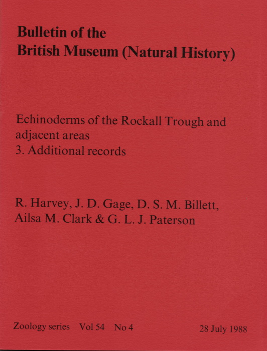 Harvey, R. et al - Echinoderms of the Rockall Trough and adjacent areas: 3. Additional records