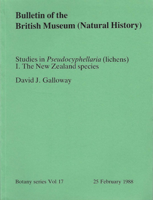 Galloway, D.J. - Studies in Pseudocyphellaria (lichens): 1. The New Zealand species